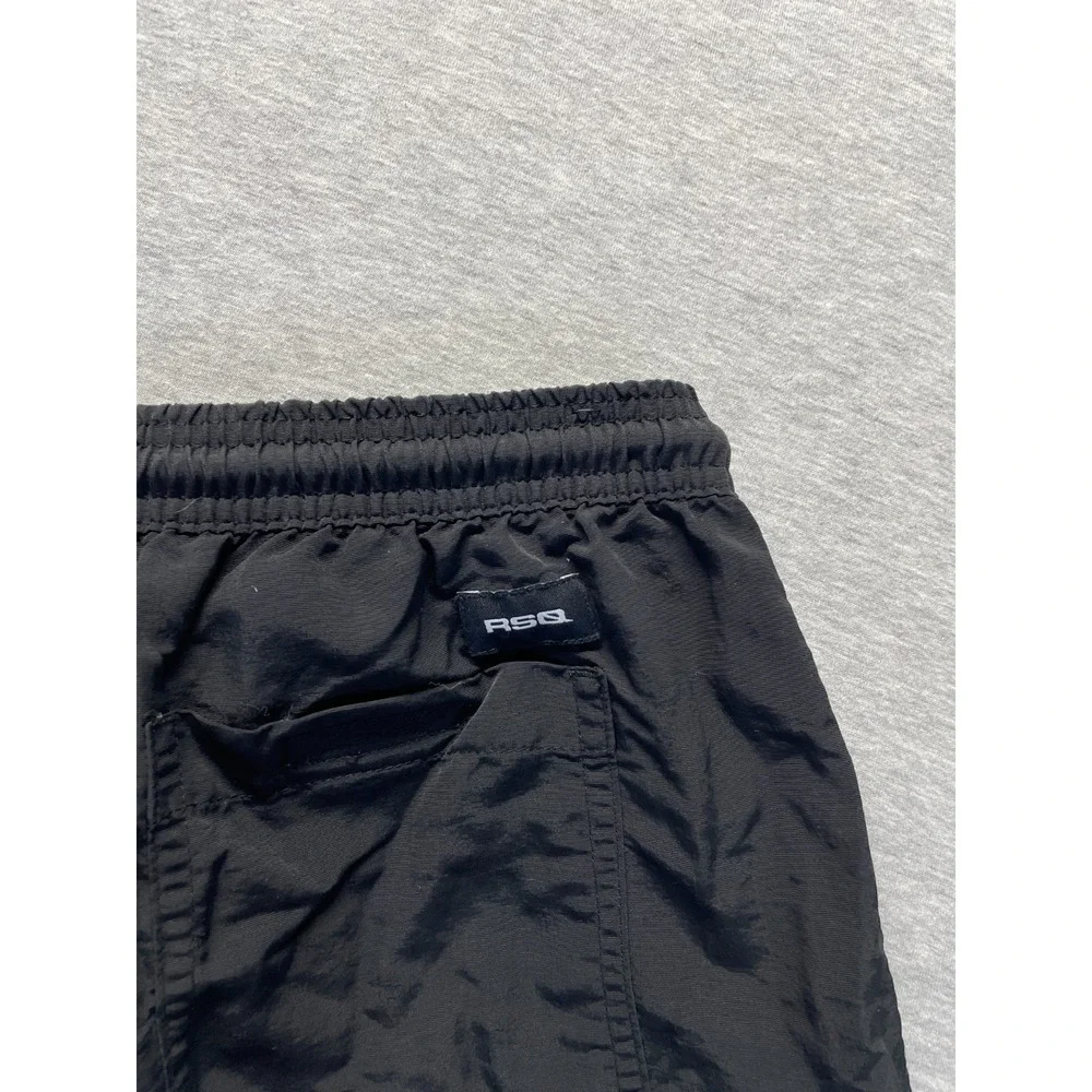RSQ Nylon Trunk Shorts Men Medium Black Elastic Drawstring Waist Beach Swimwear